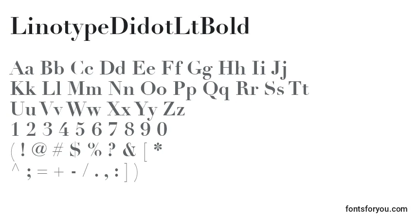 Czcionka LinotypeDidotLtBold – alfabet, cyfry, specjalne znaki