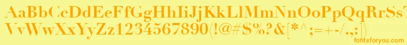LinotypeDidotLtBold-fontti – oranssit fontit keltaisella taustalla