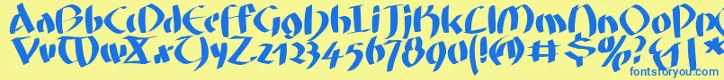 Fatgrafcalliklein Font – Blue Fonts on Yellow Background