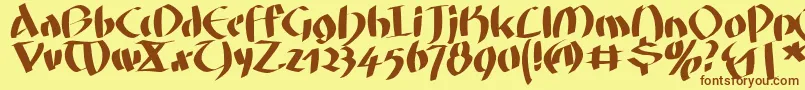 Fatgrafcalliklein Font – Brown Fonts on Yellow Background