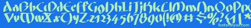 Fatgrafcalliklein Font – Green Fonts on Blue Background