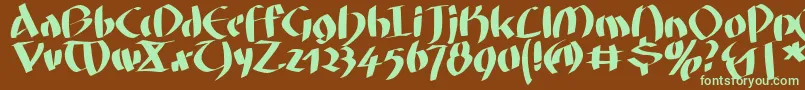 Fatgrafcalliklein Font – Green Fonts on Brown Background