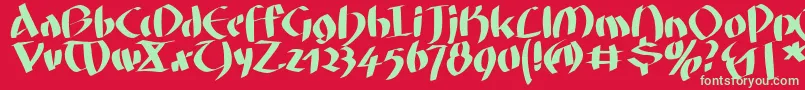 フォントFatgrafcalliklein – 赤い背景に緑の文字