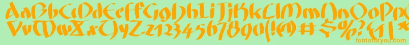 Weitere Informationen zur Fatgrafcalliklein-Schriftart Fatgrafcalliklein-Schriftart – Orangefarbene Schriften auf grünem Hintergrund