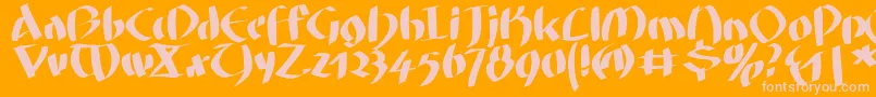 Fatgrafcalliklein-Schriftart – Rosa Schriften auf orangefarbenem Hintergrund