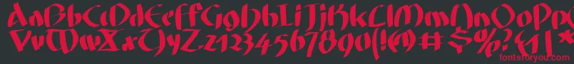 Fatgrafcalliklein-Schriftart – Rote Schriften auf schwarzem Hintergrund