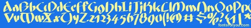 Fatgrafcalliklein Font – Yellow Fonts on Blue Background