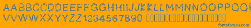 Шрифт Pwficelles – синие шрифты на оранжевом фоне