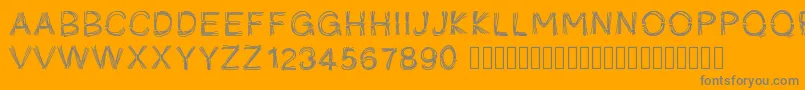 Pwficelles-Schriftart – Graue Schriften auf orangefarbenem Hintergrund