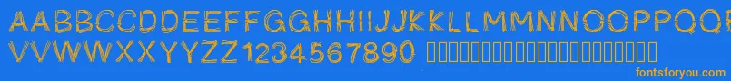 Шрифт Pwficelles – оранжевые шрифты на синем фоне