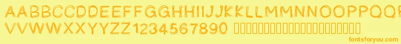 Шрифт Pwficelles – оранжевые шрифты на жёлтом фоне