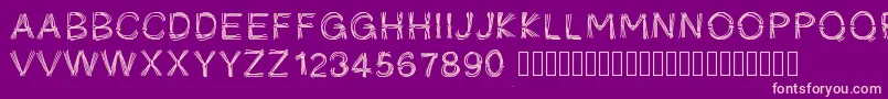 Pwficelles-fontti – vaaleanpunaiset fontit violetilla taustalla