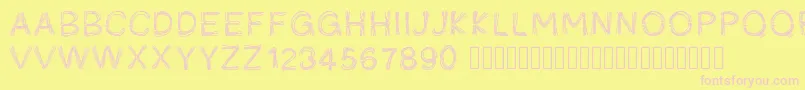 Pwficelles-fontti – vaaleanpunaiset fontit keltaisella taustalla