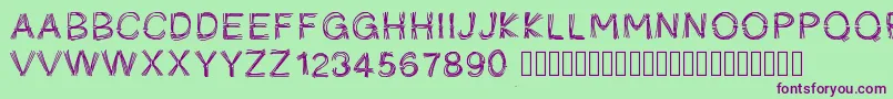 Pwficelles Font – Purple Fonts on Green Background