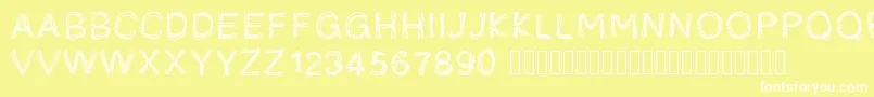 Шрифт Pwficelles – белые шрифты на жёлтом фоне