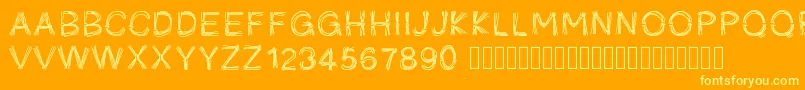 Шрифт Pwficelles – жёлтые шрифты на оранжевом фоне