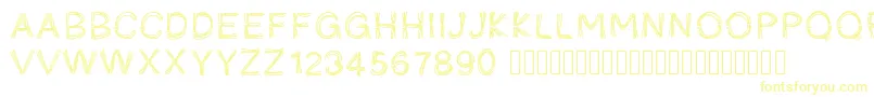 Pwficelles-fontti – keltaiset fontit valkoisella taustalla