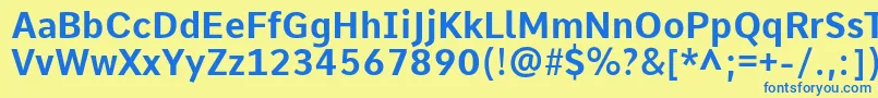 フォントCommeBold – 青い文字が黄色の背景にあります。