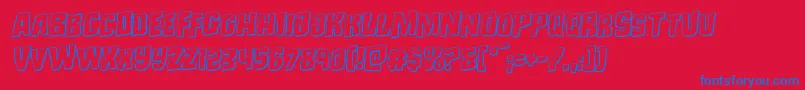 Monsterhunter3Drotal-Schriftart – Blaue Schriften auf rotem Hintergrund