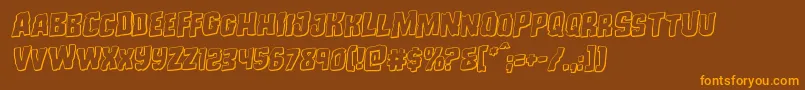 フォントMonsterhunter3Drotal – オレンジ色の文字が茶色の背景にあります。