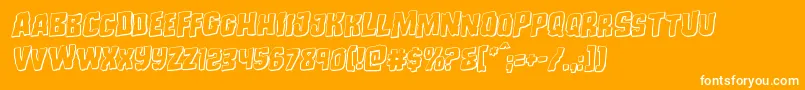 Monsterhunter3Drotal-Schriftart – Weiße Schriften auf orangefarbenem Hintergrund