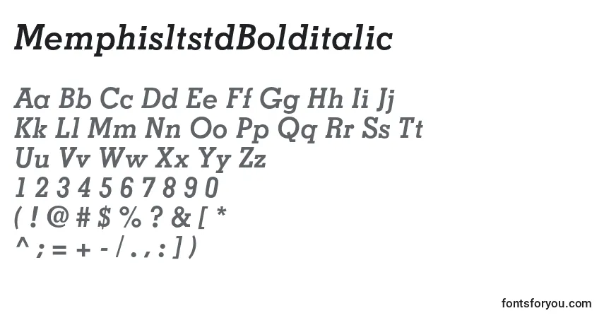 Шрифт MemphisltstdBolditalic – алфавит, цифры, специальные символы