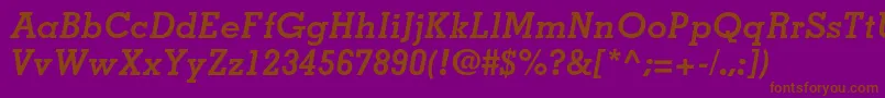 MemphisltstdBolditalic-Schriftart – Braune Schriften auf violettem Hintergrund