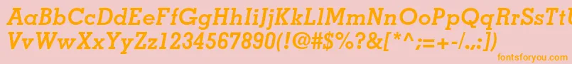 フォントMemphisltstdBolditalic – オレンジの文字がピンクの背景にあります。