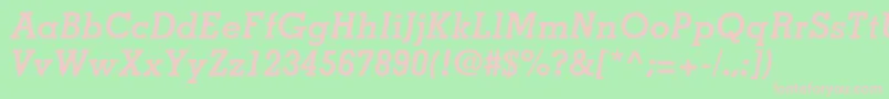 Шрифт MemphisltstdBolditalic – розовые шрифты на зелёном фоне