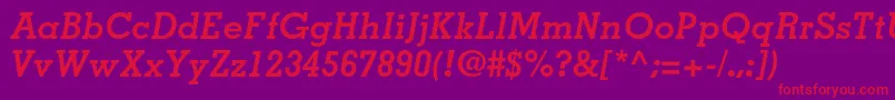 Шрифт MemphisltstdBolditalic – красные шрифты на фиолетовом фоне