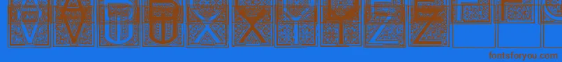 MosaicInitials-Schriftart – Braune Schriften auf blauem Hintergrund