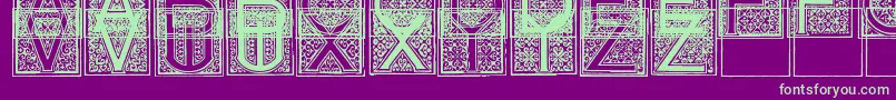 MosaicInitials-Schriftart – Grüne Schriften auf violettem Hintergrund