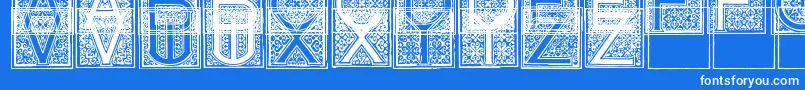 MosaicInitials-Schriftart – Weiße Schriften auf blauem Hintergrund