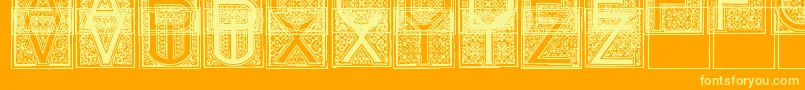 Czcionka MosaicInitials – żółte czcionki na pomarańczowym tle