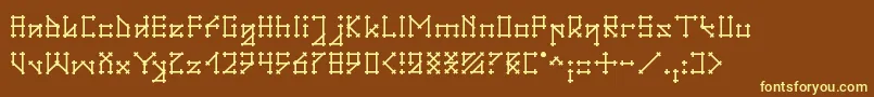 Gotika-fontti – keltaiset fontit ruskealla taustalla