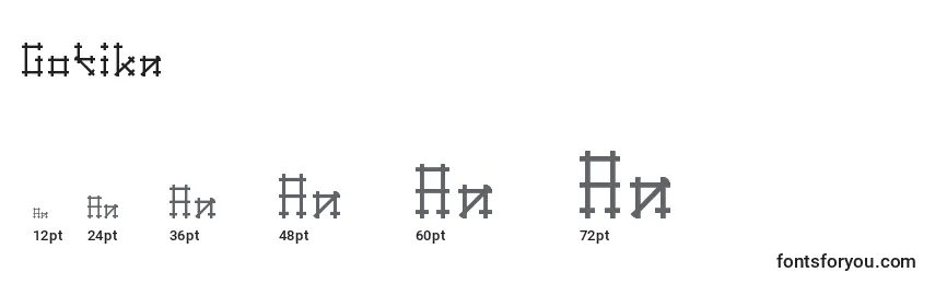 Размеры шрифта Gotika