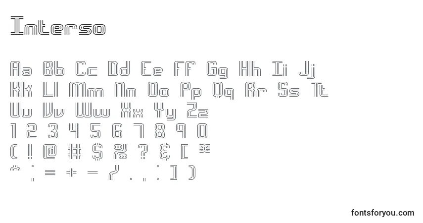 Шрифт Interso – алфавит, цифры, специальные символы