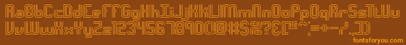 Weitere Informationen zur Interso-Schriftart Interso-Schriftart – Orangefarbene Schriften auf braunem Hintergrund
