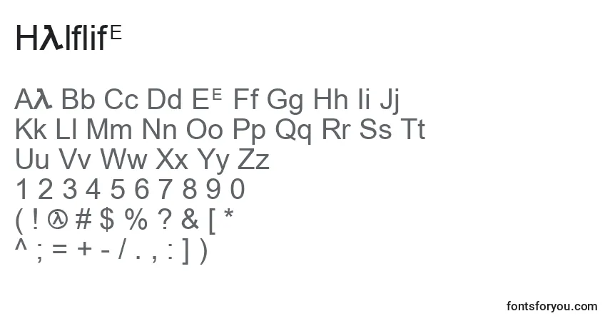 Schriftart Halflife – Alphabet, Zahlen, spezielle Symbole