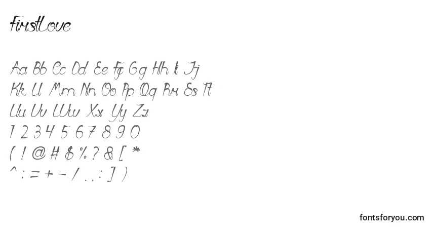 Fuente FirstLove - alfabeto, números, caracteres especiales