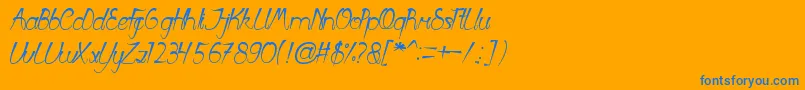 FirstLove-Schriftart – Blaue Schriften auf orangefarbenem Hintergrund