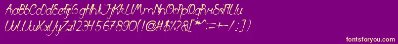 Fonte FirstLove – fontes amarelas em um fundo roxo