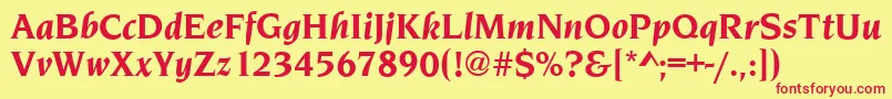 フォントNavarroBolditalic – 赤い文字の黄色い背景
