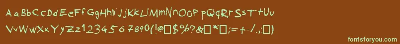 フォントSuckedDry – 緑色の文字が茶色の背景にあります。
