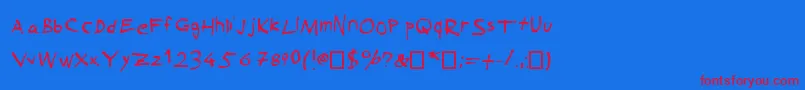 SuckedDry-Schriftart – Rote Schriften auf blauem Hintergrund