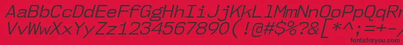 Czcionka Nk57MonospaceNoBkIt – czarne czcionki na czerwonym tle