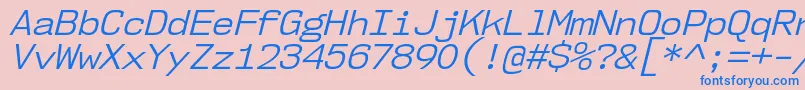 Nk57MonospaceNoBkIt-Schriftart – Blaue Schriften auf rosa Hintergrund