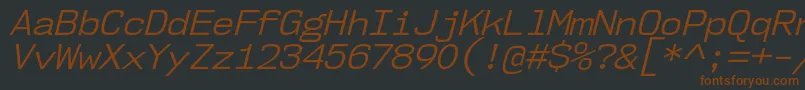 Nk57MonospaceNoBkIt-Schriftart – Braune Schriften auf schwarzem Hintergrund