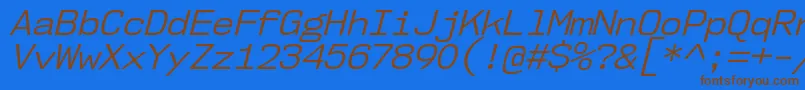 Nk57MonospaceNoBkIt-Schriftart – Braune Schriften auf blauem Hintergrund