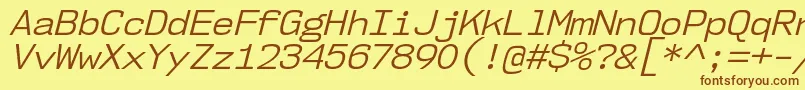 Шрифт Nk57MonospaceNoBkIt – коричневые шрифты на жёлтом фоне